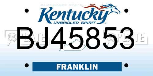 BJ45853 Kentucky License Plate