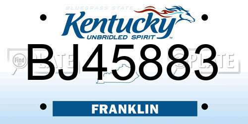 BJ45883 Kentucky License Plate