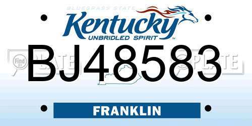 BJ48583 Kentucky License Plate