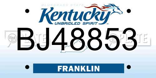BJ48853 Kentucky License Plate