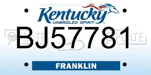 BJ57781 Kentucky License Plate