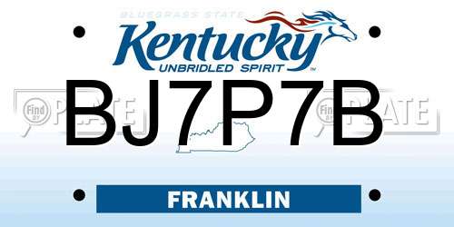 BJ7P7B Kentucky License Plate