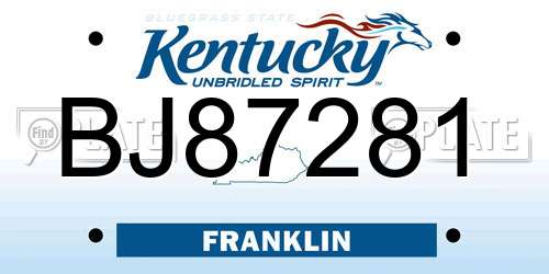 BJ87281 Kentucky License Plate