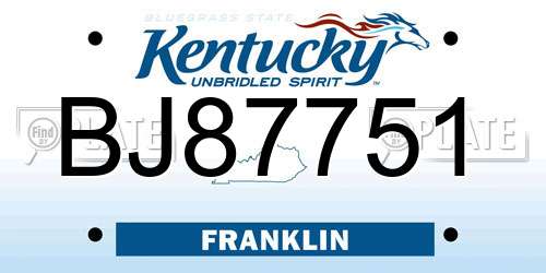 BJ87751 Kentucky License Plate