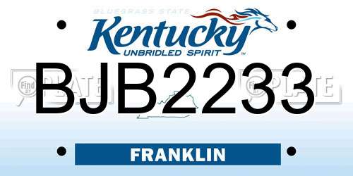 BJB2233 Kentucky License Plate