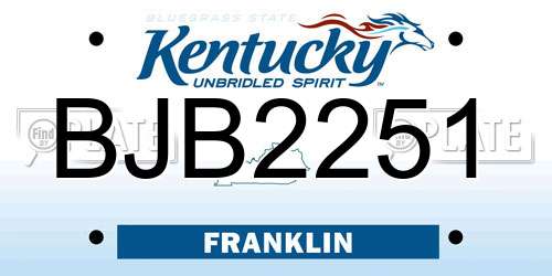 BJB2251 Kentucky License Plate