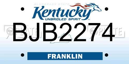BJB2274 Kentucky License Plate
