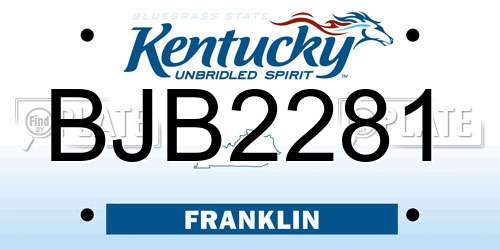 BJB2281 Kentucky License Plate