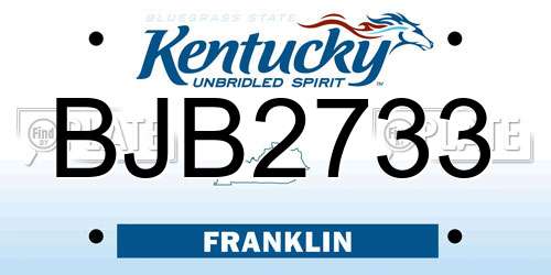 BJB2733 Kentucky License Plate