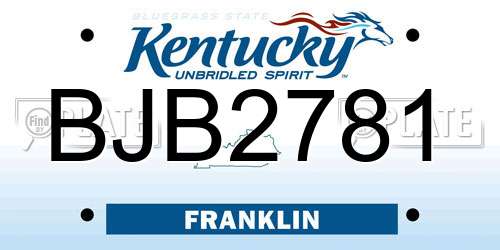 BJB2781 Kentucky License Plate