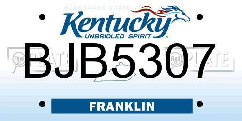 BJB5307 Kentucky License Plate