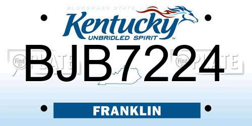 BJB7224 Kentucky License Plate