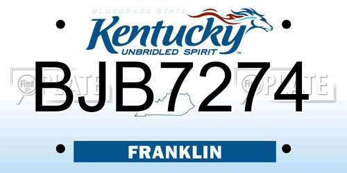 BJB7274 Kentucky License Plate