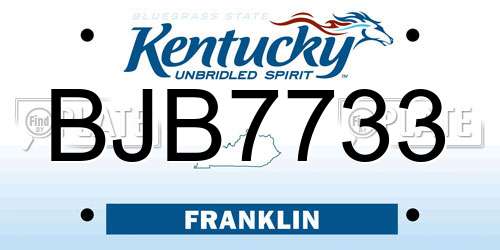 BJB7733 Kentucky License Plate