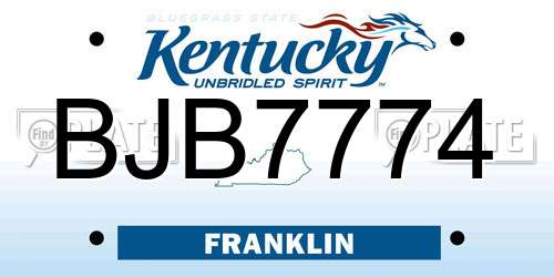 BJB7774 Kentucky License Plate