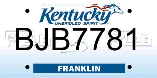 BJB7781 Kentucky License Plate