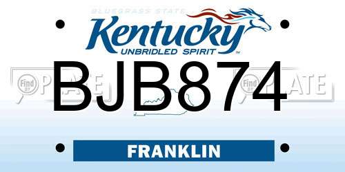 BJB874 Kentucky License Plate