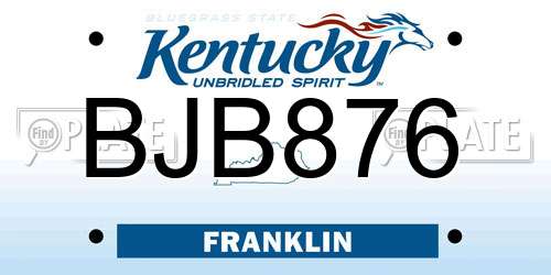 BJB876 Kentucky License Plate