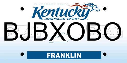 BJBXOBO Kentucky License Plate