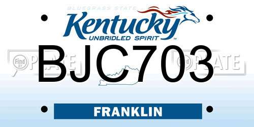 BJC703 Kentucky License Plate