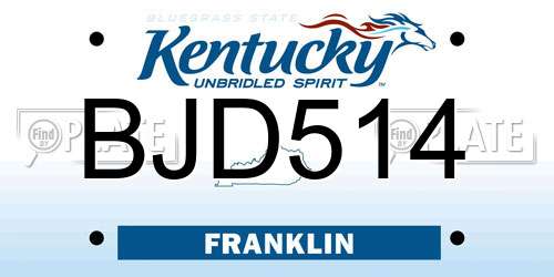 BJD514 Kentucky License Plate