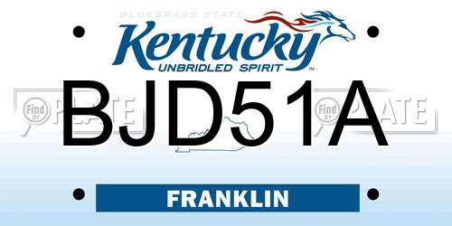 BJD51A Kentucky License Plate