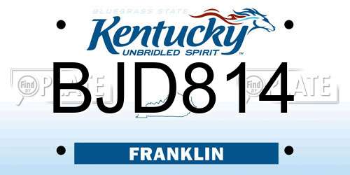 BJD814 Kentucky License Plate