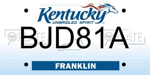 BJD81A Kentucky License Plate