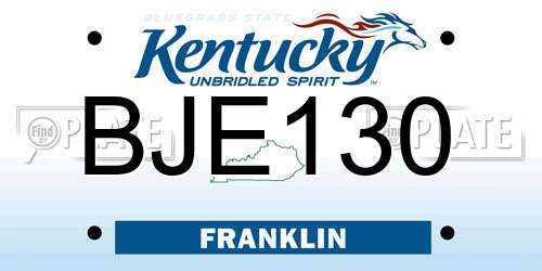 BJE130 Kentucky License Plate