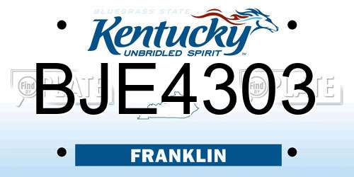 BJE4303 Kentucky License Plate