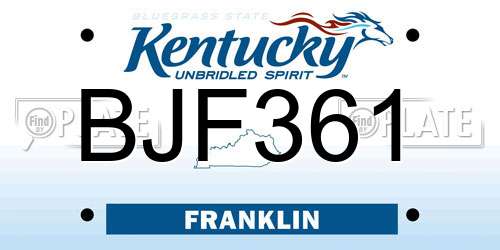 BJF361 Kentucky License Plate