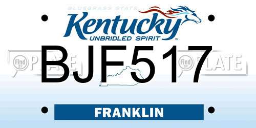 BJF517 Kentucky License Plate