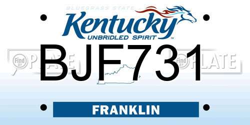 BJF731 Kentucky License Plate
