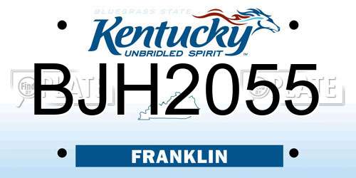 BJH2055 Kentucky License Plate