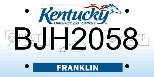 BJH2058 Kentucky License Plate