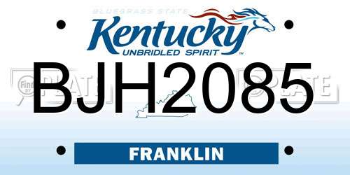 BJH2085 Kentucky License Plate
