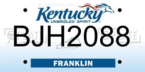 BJH2088 Kentucky License Plate