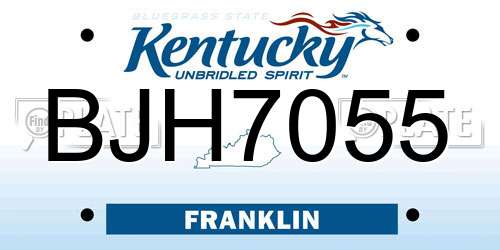 BJH7055 Kentucky License Plate