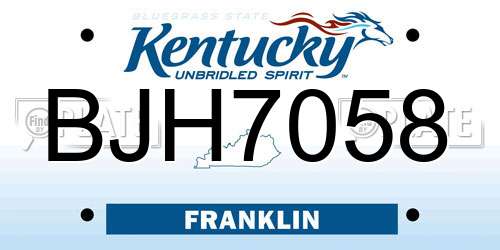 BJH7058 Kentucky License Plate