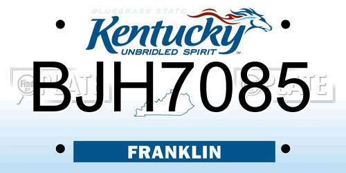 BJH7085 Kentucky License Plate