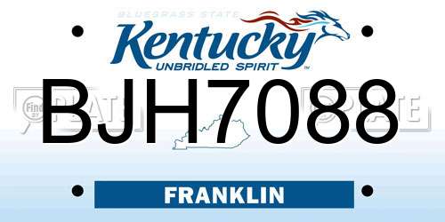 BJH7088 Kentucky License Plate