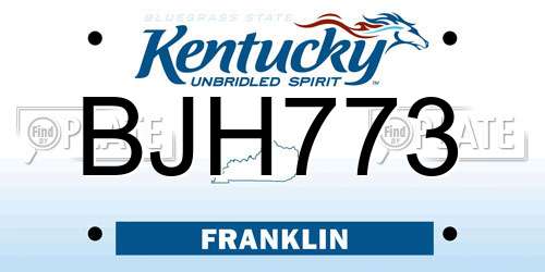 BJH773 Kentucky License Plate