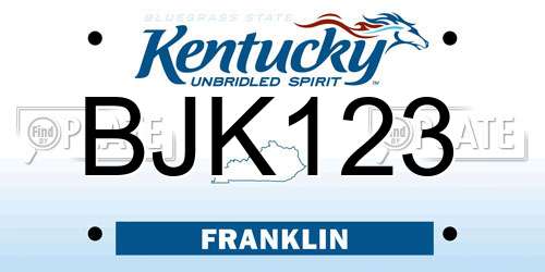 BJK123 Kentucky License Plate