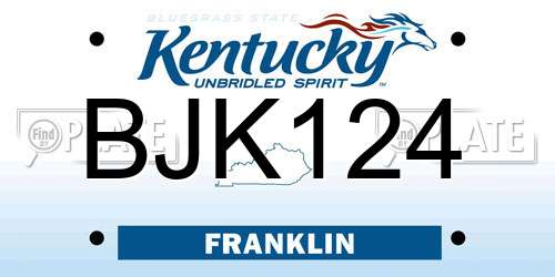 BJK124 Kentucky License Plate