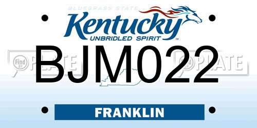 BJM022 Kentucky License Plate