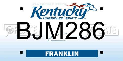 BJM286 Kentucky License Plate