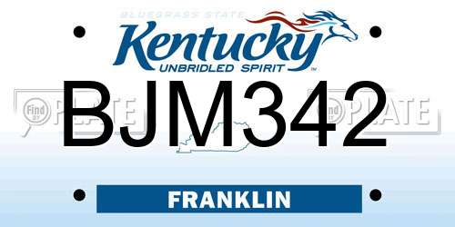 BJM342 Kentucky License Plate
