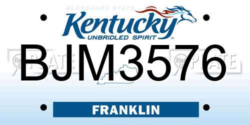 BJM3576 Kentucky License Plate