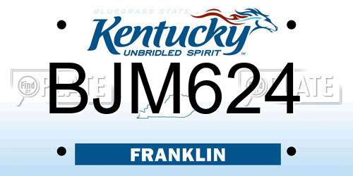 BJM624 Kentucky License Plate
