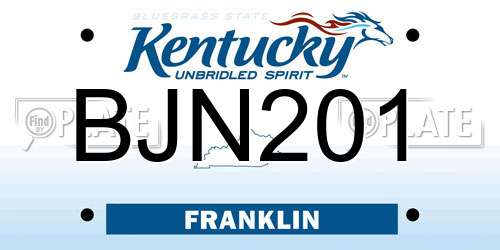 BJN201 Kentucky License Plate